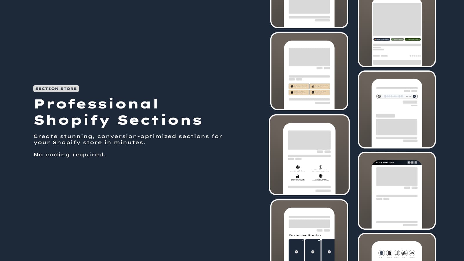 Section Store inside the Shopify theme editor
